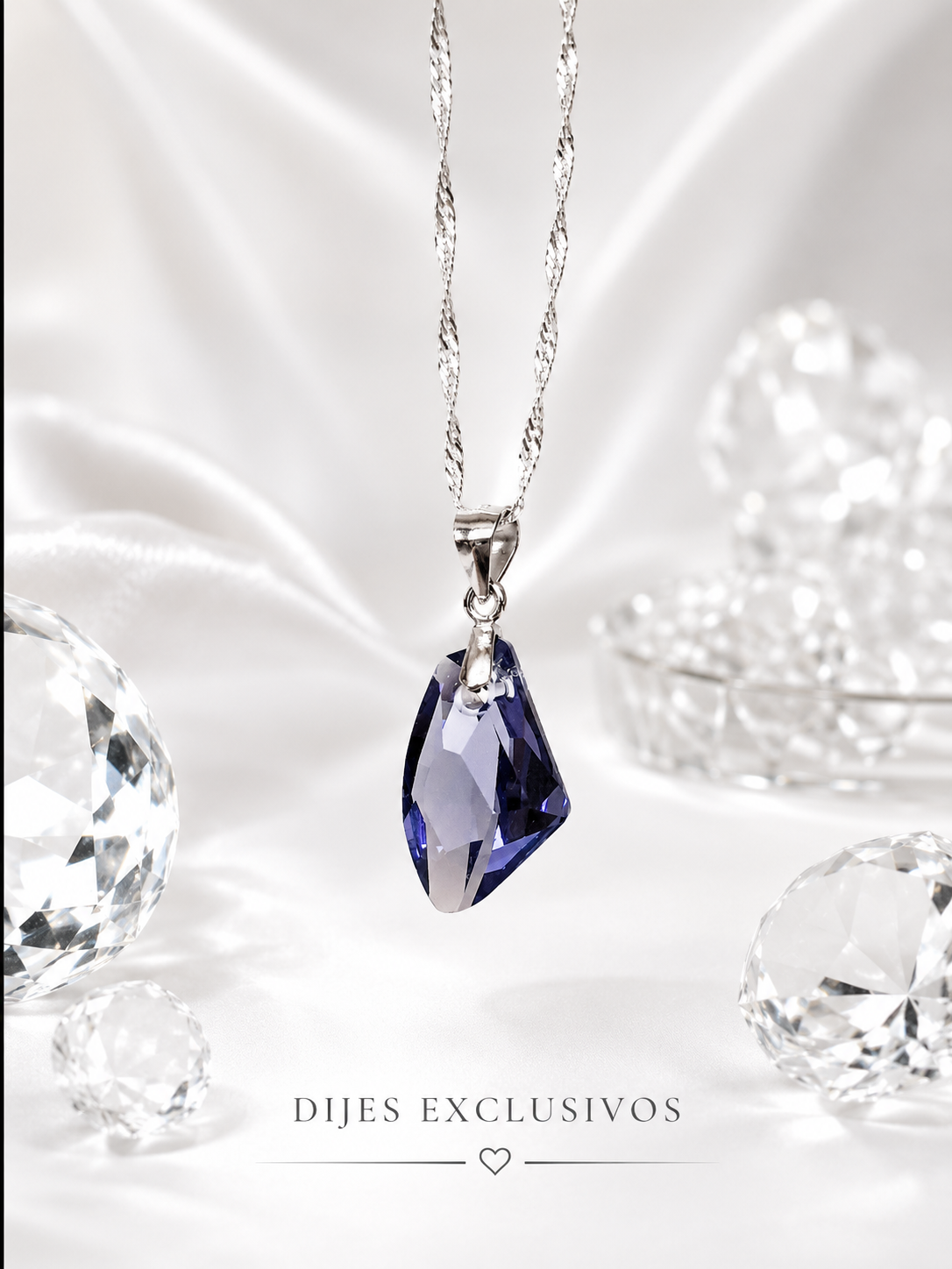 Dije cristal tanzanite 18mm y plata 925