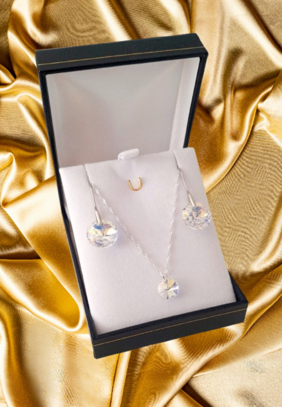 Conjunto punto de luz y aros xilion aurora boreal regalo elegante