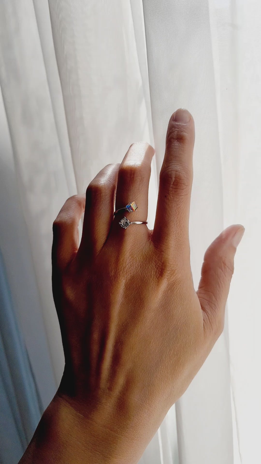 Anillo plata 925 elaborado con cristal Swarovski® aurora boreal