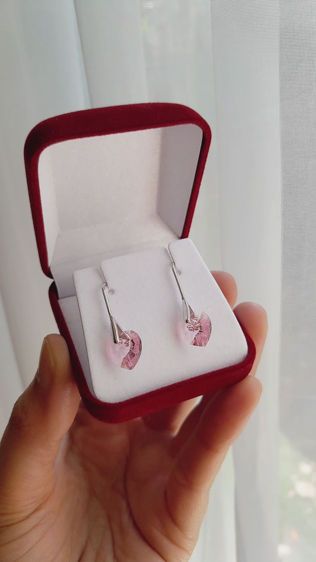 Aros de corazón rose elaborados con cristales Swarovski®