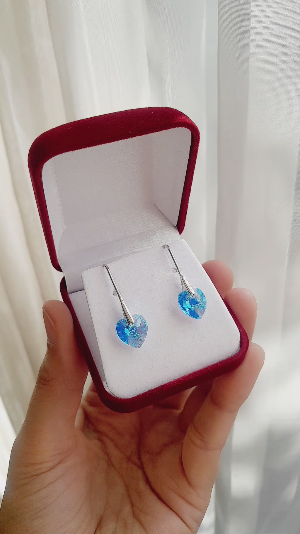 Aros de cristal austriaco aguamarina plata 925