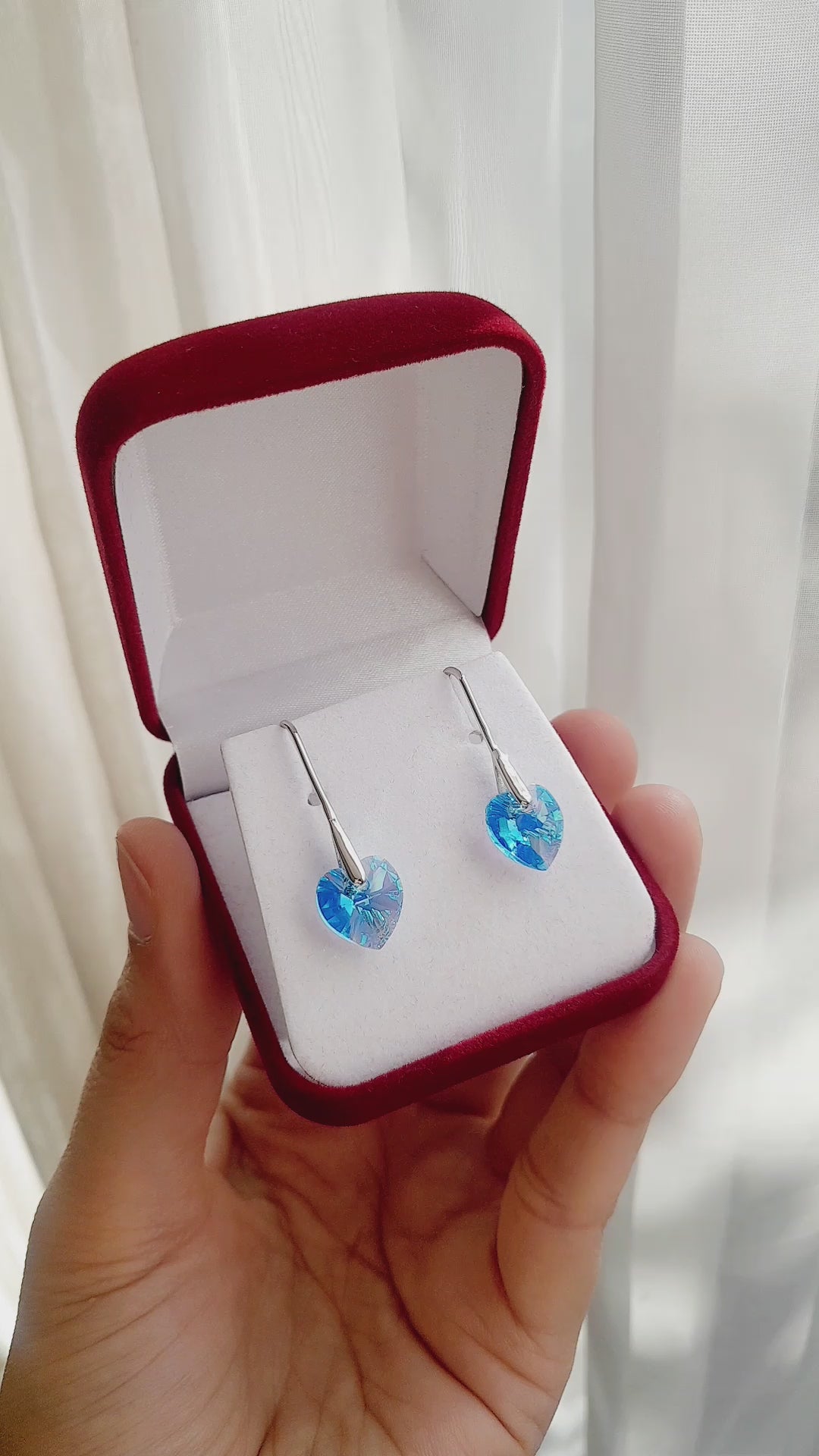 Aros de cristal austriaco aguamarina plata 925