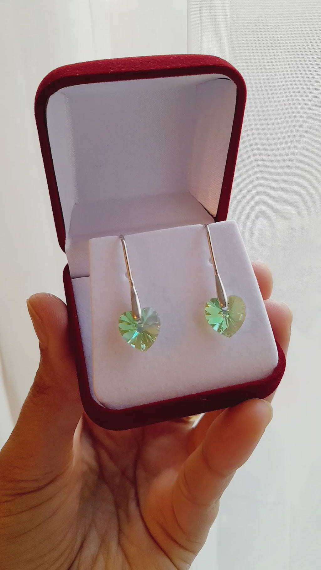Pendientes de mujer peridot cristal austriaco y plata 925